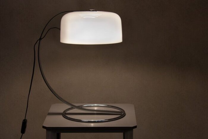 tropic chrome plated steel and white acrylic desk lamp made by raak 1970s 5