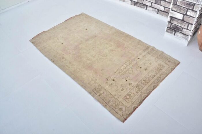 turkish faded wool oushak rug 1960s 1461