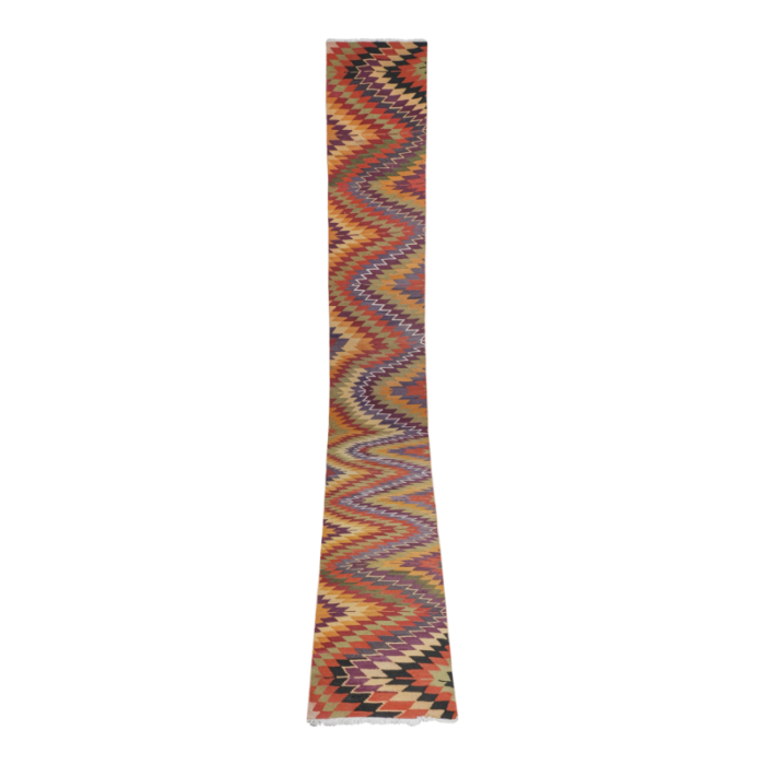 turkish geometric kilim runner stair carpet 27 x 207 6729