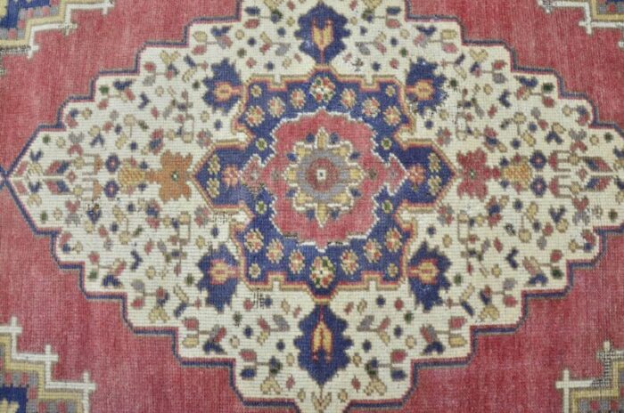 turkish handmade faded wool oushak rug 1960s 3363