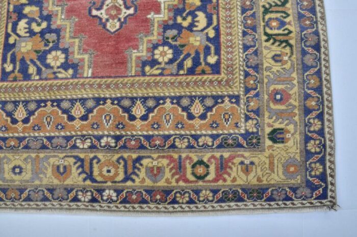 turkish handmade faded wool oushak rug 1960s 6679