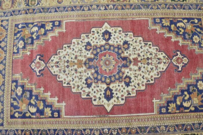 turkish handmade faded wool oushak rug 1960s 8335