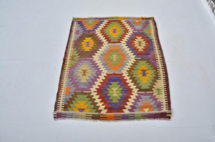 turkish handmade wool kilim rug 1960s 4434