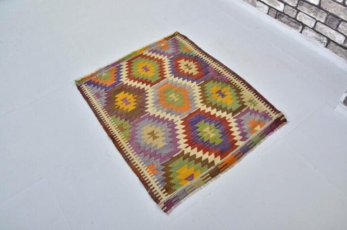 turkish handmade wool kilim rug 1960s 9491