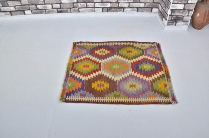 turkish handmade wool kilim rug 1960s 9965