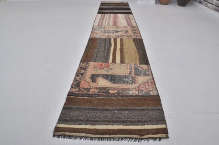 turkish neutral colour kitchen decor runner rug 1960s 0417