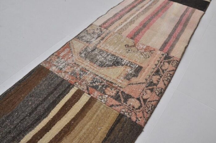 turkish neutral colour kitchen decor runner rug 1960s 1173