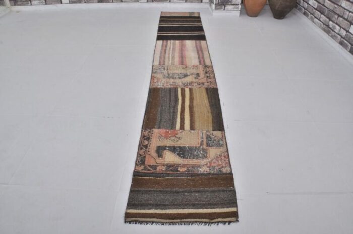 turkish neutral colour kitchen decor runner rug 1960s 5473