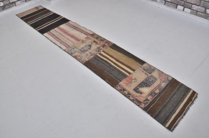 turkish neutral colour kitchen decor runner rug 1960s 6720