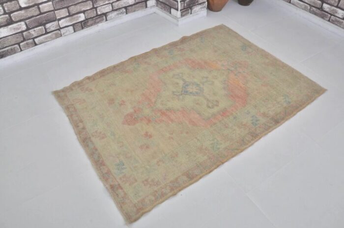 turkish wool faded rug 1960s 0701