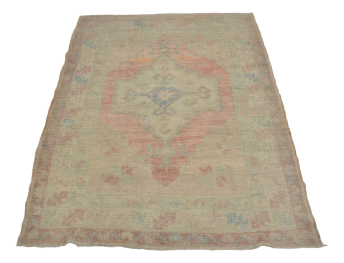 turkish wool faded rug 1960s 2305