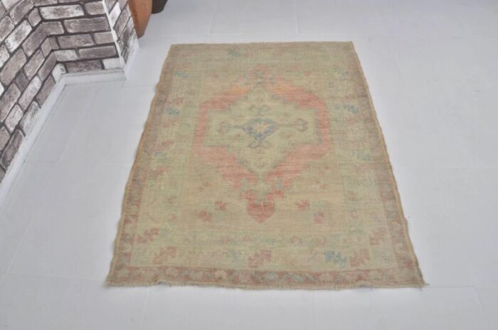 turkish wool faded rug 1960s 3973