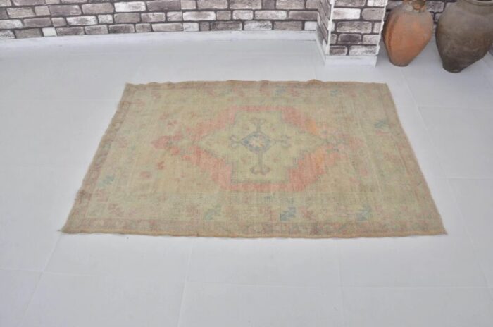 turkish wool faded rug 1960s 8513