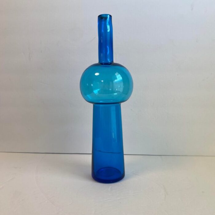 veart venezia art glass vase decanter murano italy turquoise blue sculptural vessel 1867