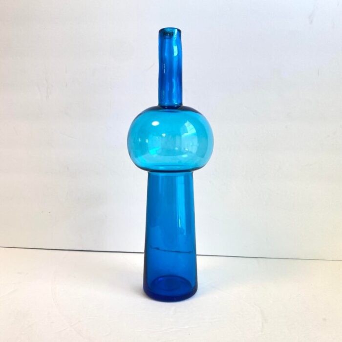 veart venezia art glass vase decanter murano italy turquoise blue sculptural vessel 2161