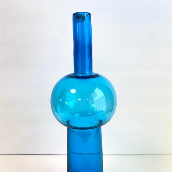 veart venezia art glass vase decanter murano italy turquoise blue sculptural vessel 9503