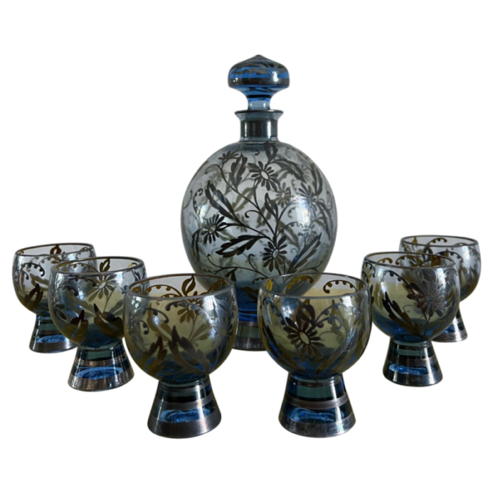 venetian art glass drinking set with bottle 1920s 4920