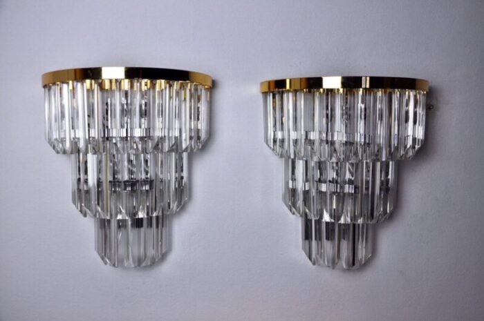 venini glass crystal wall lights 1970 set of 2 1