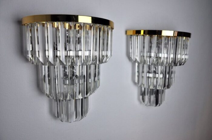 venini glass crystal wall lights 1970 set of 2 5