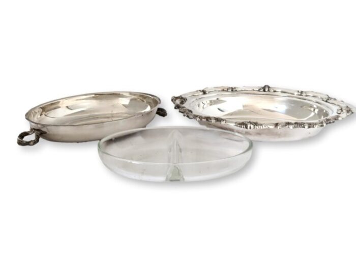 versatile english silver plate serving dish with glass insert 3 pieces 1174