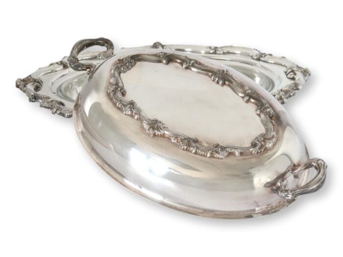 versatile english silver plate serving dish with glass insert 3 pieces 8816