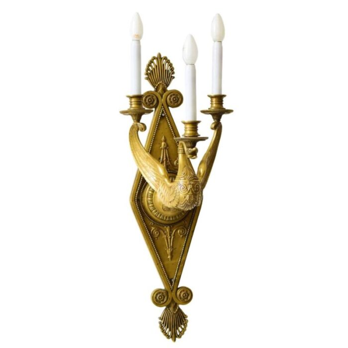 very large wall lamp with swan figure 1