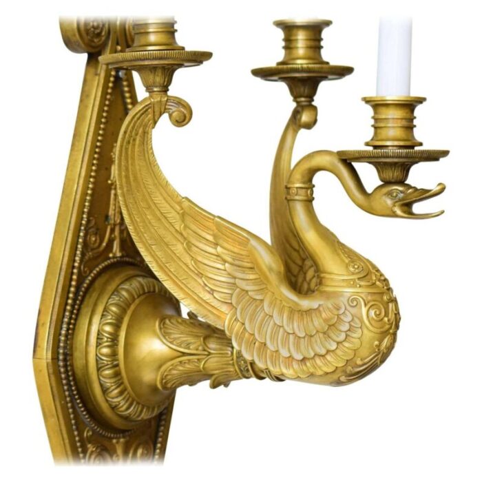 very large wall lamp with swan figure 9