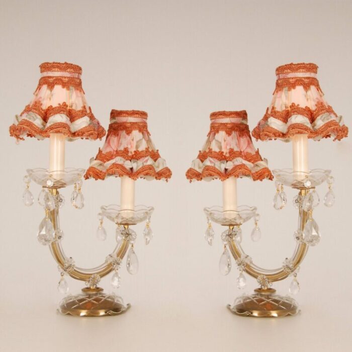 viennese regency style crystal gold brass 2 light maria theresa table lamps set of 2 3