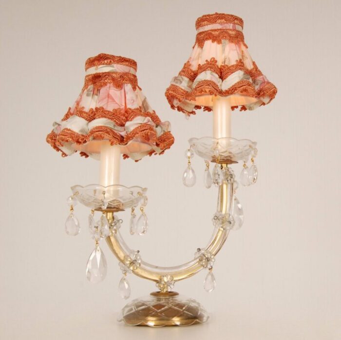 viennese regency style crystal gold brass 2 light maria theresa table lamps set of 2 5