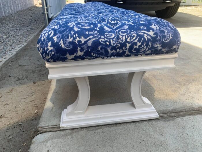 vintage 1970s coastal bench upholstered in ralph lauren 1243