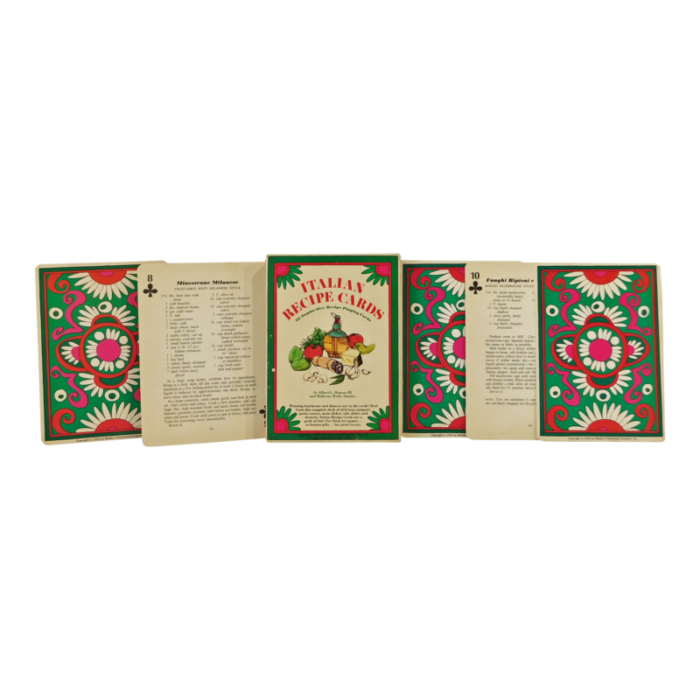 vintage 1972 italian recipe cards 52 jumbo size italian recipe playing cards in box 7214