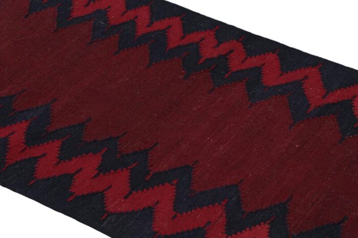 vintage afghan kilim runner in burgundy with chevrons from rug and kilim 0325