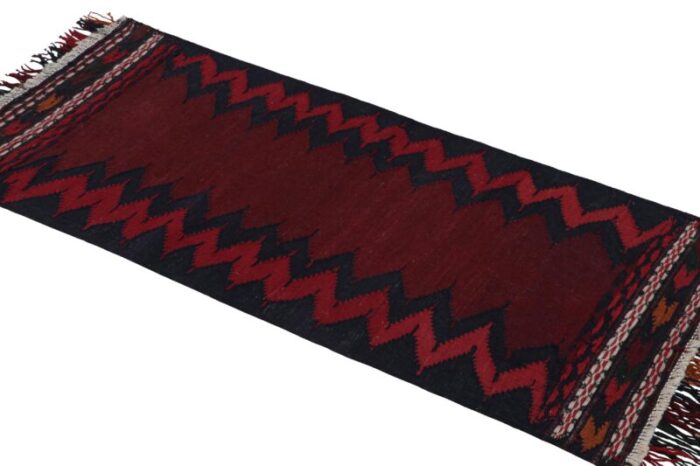 vintage afghan kilim runner in burgundy with chevrons from rug and kilim 1718