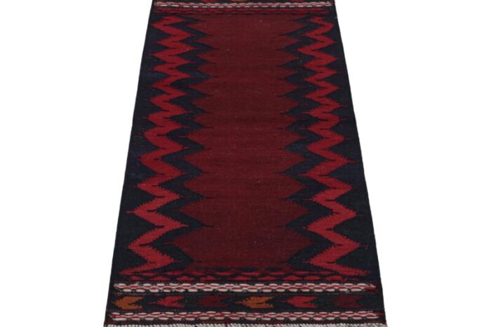 vintage afghan kilim runner in burgundy with chevrons from rug and kilim 7376