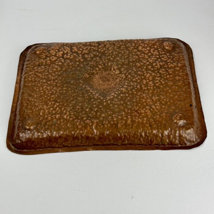 vintage arts and crafts rectangular hand hammered copper tray 1289