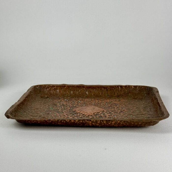 vintage arts and crafts rectangular hand hammered copper tray 3257