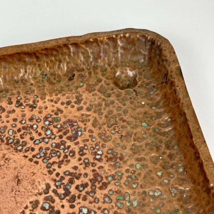 vintage arts and crafts rectangular hand hammered copper tray 4326