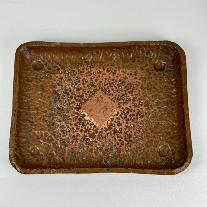 vintage arts and crafts rectangular hand hammered copper tray 5584