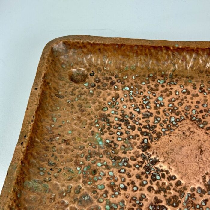 vintage arts and crafts rectangular hand hammered copper tray 7584