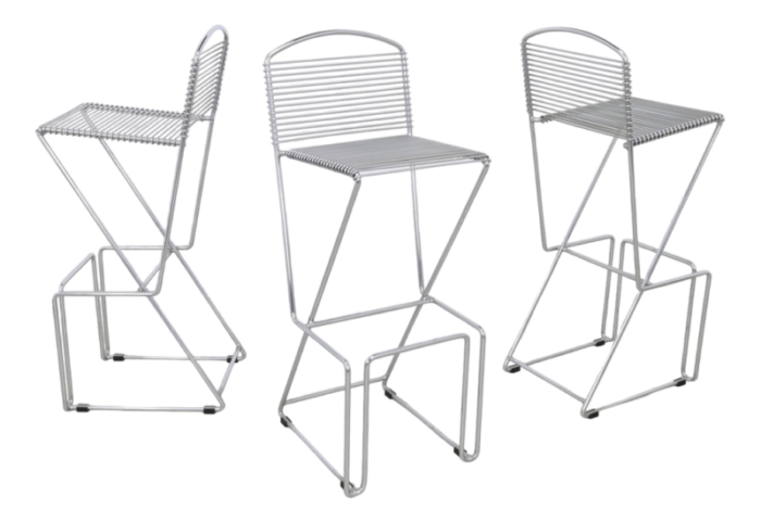 vintage bar stools in chromed metal by til behrens 1980s set of 3 4951