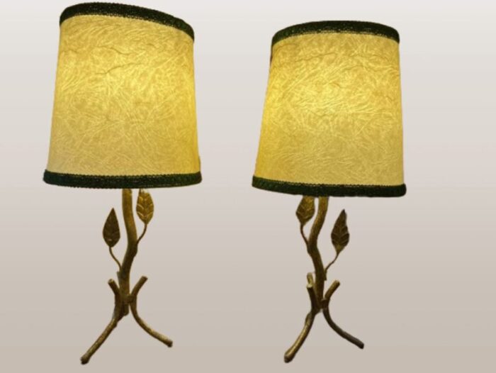 vintage bedside lamps in wrought iron 1950 set of 2 9067