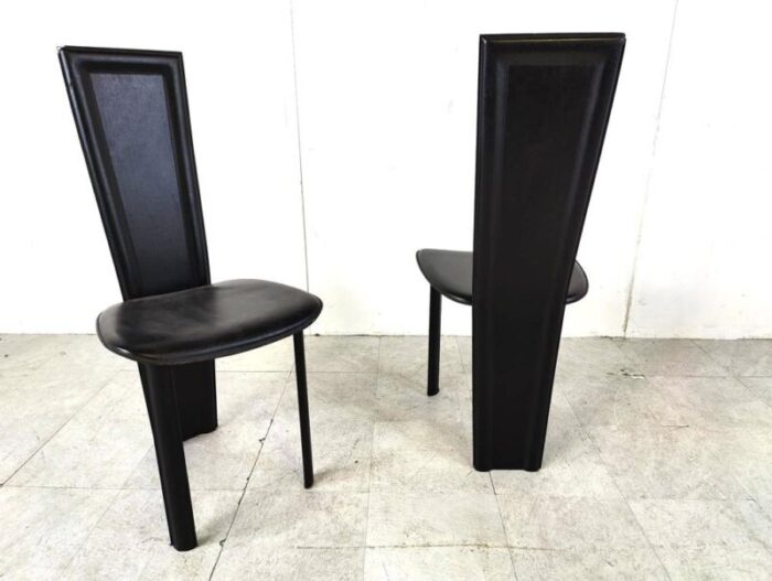 vintage black leather dining chairs set of 6 1980s set of 6 5971