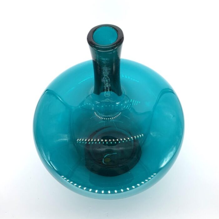 vintage blenko decanter in peacock 1965 designed by joel myers 5532