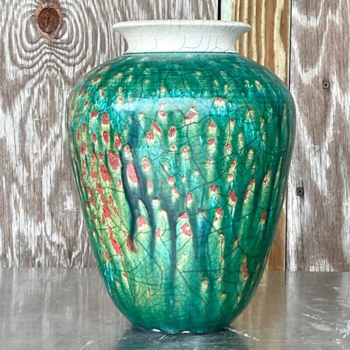 vintage boho drip glaze studio pottery vase 2753