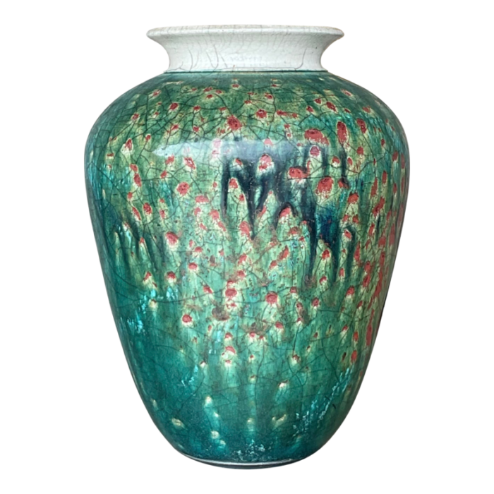 vintage boho drip glaze studio pottery vase 4920