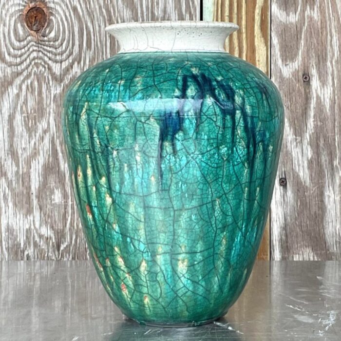 vintage boho drip glaze studio pottery vase 5157