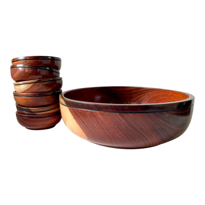 vintage boho solid wood bowl set of 7 9200