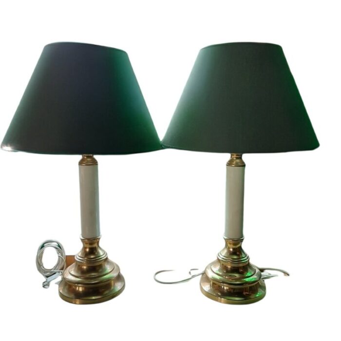 vintage brass table lamps set of 2 1