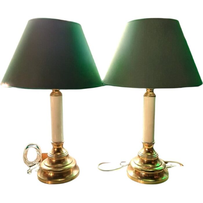 vintage brass table lamps set of 2 3