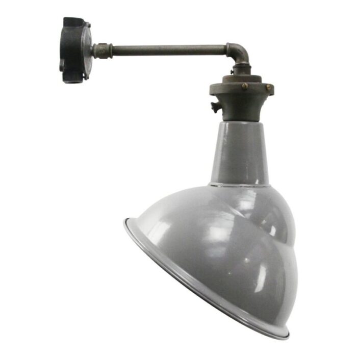 vintage british industrial gray enamel sconce wall light by benjamin uk for benjamin electric manufacturing company 1